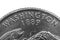 Washington quarter coin extreme close up shot