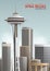 washington space needle poster. Vector illustration decorative design