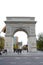 Washington Square Arch, a marble Roman triumphal arch built in 1892 celebrates the centennial of George Washingtons inauguration a
