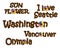 Washington State city names with leopard print and sunflower embellished with USA flag