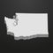 Washington State map in gray on a black background 3d