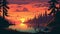 Washington Sunset In 1870s: A Pixel Art Close-up