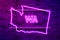 Washington US state glowing purple neon lamp sign