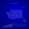 Washington US state illuminated map with glowing dots. Dark blue space background. Vector illustration