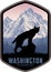 Washington vector label with Canada lynx and North Cascades national park