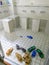 Washroom slip ons at ablution place for muslims for purification before prayer session at Kobe Mosque, Kobe, Japan