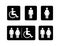 Washroom symbols collection. Male washroom sign. Female washroom sign. Vector