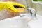 Washstand faucet cleaning