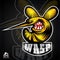 Wasp insect in profile with bared teeth logo