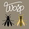 wasp vector illustration style Flat black silhouette