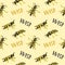 Wasps with lettering seamless pattern on yellow background