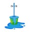 Wastage of water theme. Wastage of water from running tap as bucket is overflow with the water. Wastage of water drop from