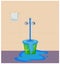 Wastage of water theme. Wastage of water from running tap as bucket is overflow with the water. Wastage of water drop from