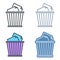 Waste basket vector outline icon set. Trash bin line symbols.