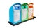 Waste Bin, Three colorful recycle bins plastic waste, Multicolored Garbage Trash Bins, Recycling Bin, Garbage Bin waste