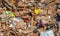 Waste cardboard piled for recycling
