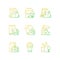 Waste disposal gradient linear vector icons set