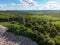 Waste garbage dump household pile trash, aerial top view background. Concept environmental struggle with plastic