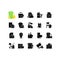 Waste management black glyph icons set on white space