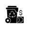 Waste management cost black glyph icon