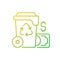 Waste management cost gradient linear vector icon