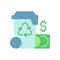 Waste management cost vector flat color icon