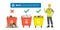 Waste management, horizontal banner. Trash can with various rubbish -improper disposal of waste. Clean bins with separate waste