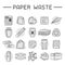 Waste paper icons set