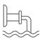 Waste pipe thin line icon, industrial and water, wastewater sign, vector graphics, a linear pattern on a white