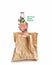 Waste recycling. Hand holding glass bottle sticking out of paper bag on white background, collage
