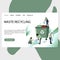 Waste recycling landing page, people pick up garbage and collect into bin