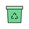 Waste recycling, trash can, garbage flat color line icon.