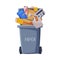 Waste Sorting, Gray Trash Can with Sorted Paper Garbage, Segregation and Separation Rubbish Disposal Refuse Bin Vector