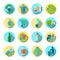 Waste Sorting Round Icons Set