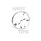 Waste time sign concept. Doodle retro watch dial with damaged nu