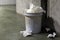 Waste toilet paper, Garbage bin, Trash toilet paper dirty full of trash can bin old in a toilet