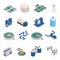 Wastewater Purification Isometric icons Set