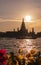 Wat Arun sunset in night ,Bangkok city ,Thailand