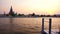 Wat Arun at Sunset, Temple of the Dawn in Bangkok, Thailand. twilight moment of famous skyline