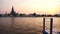 Wat Arun at Sunset, Temple of the Dawn in Bangkok, Thailand. Twilight moment of famous skyline