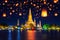 Wat Arun temple and Floating lantern in Bangkok, Thailand