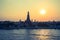 Wat Arun temple Silhouette Thailand Bangkok at sunset