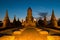 Wat Chaiwatthanaram temple in Ayutthaya Province at night in Ayutthaya Historical Park, Thailand.
