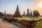 Wat Chaiwatthanaram temple at sunset in a historical park in Ayutthaya