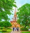 Wat Chalong Chedi through the garden, Chalong, Phuket, Thailand