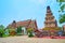 Wat Chammathewi Temple with ancient Stupas, Lamphun, Thailand