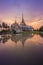 Wat Luang Pho Toh temple with water reflection in twilight time, Thailand