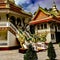 That Wat Phoun Temple Grounds, Vientiane Laos. Staircase with Naga Carvings.