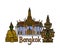 Wat Phra Kaew, the Grand Palace with Emerald Buddha and Yaksha giant. Thai Buddhist temple and travel destinations in Bangkok,