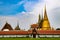 Wat Phra Kaew or Temple of Emerald Buddha, Guardian statues and Grand palace located within the grounds of the Grand Palace in Ban